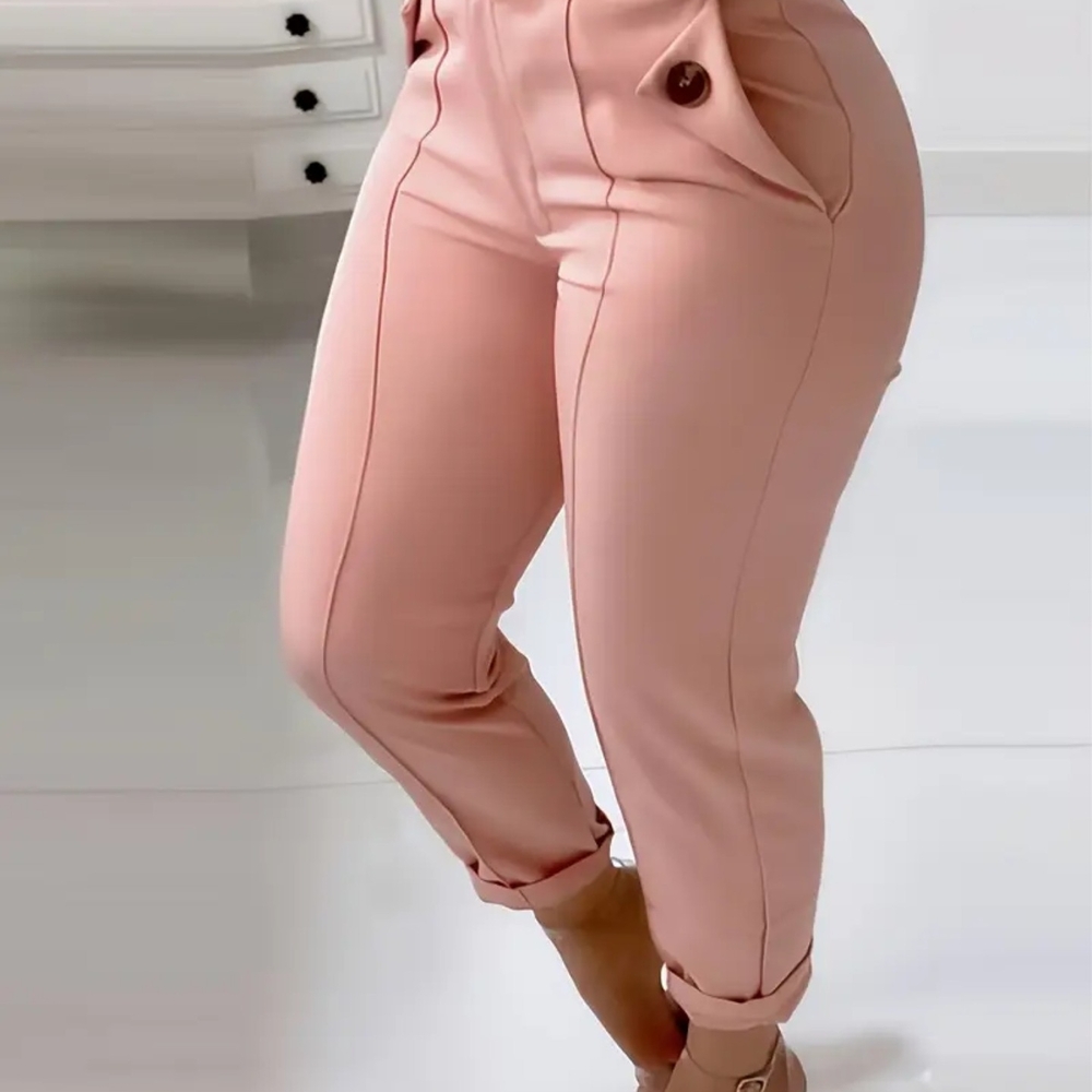 Elegant High Waisted Pink Women's Pants